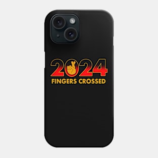 2024 Funny New Year Fingers Crossed Slogan Meme Phone Case