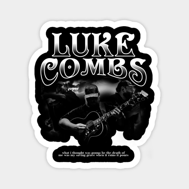 luke combs - black and white Magnet by loko.graphic