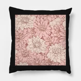 Dahlia Flower Pattern in Soft Pinks Pillow