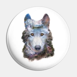 Wolf Moon Surreal Pin