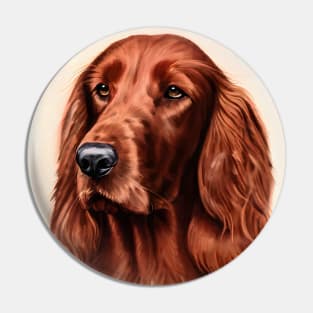 Red Irish Setter Watercolor Portrait Pin