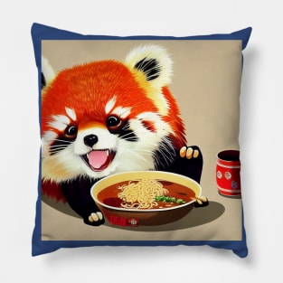 Kawaii Red Panda Eating Ramen Pillow