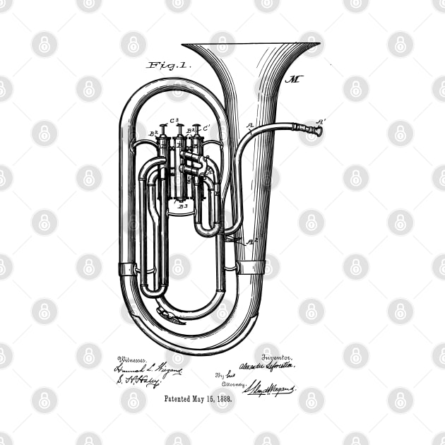 Tuba Instrument Patent Image 1888 by MadebyDesign