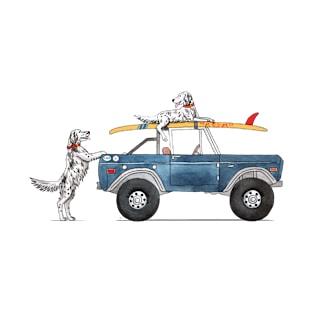 Ford Bronco with English Setters and Surfboards. T-Shirt