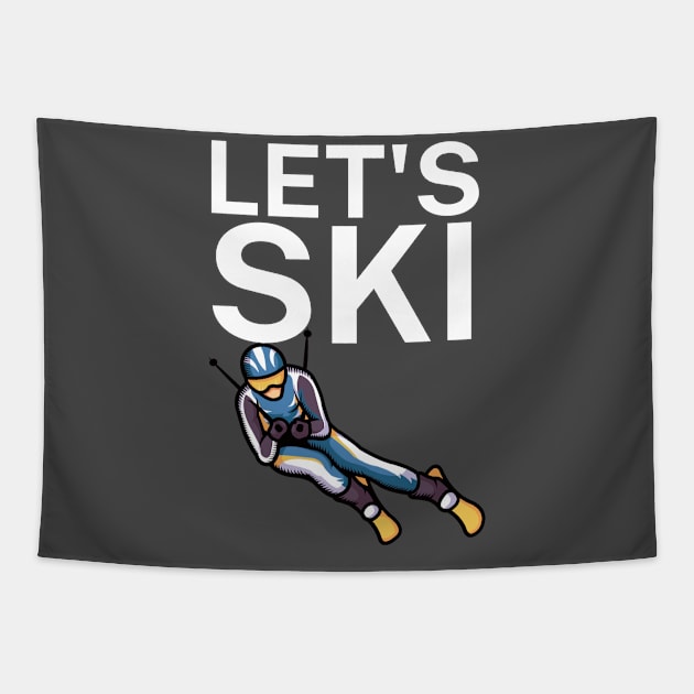 Lets ski Tapestry by maxcode