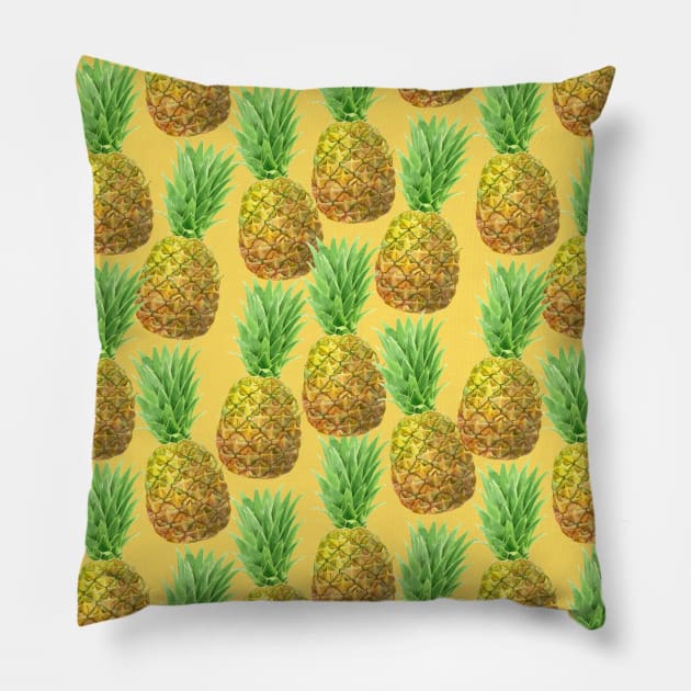 Pineapple watercolor pattern Pillow by katerinamk