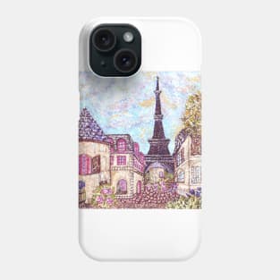 Paris Eiffel Tower Inspired Landscape Pointillism Phone Case