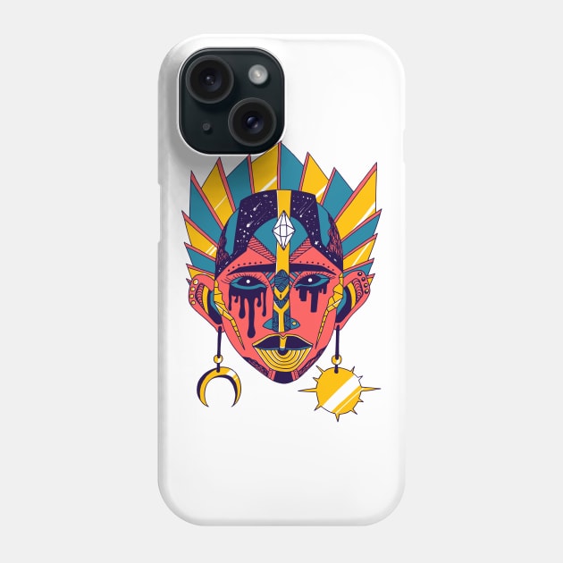 Retro Triad African Mask No 12 Phone Case by kenallouis