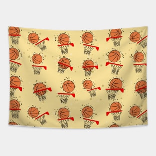 Basketball - Ball & Hoop Seamless Pattern Tapestry