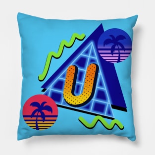 Initial Letter U - 80s Synth Pillow