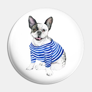 Sailor french bulldog in vest Pin