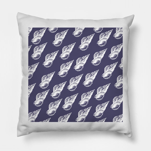 tulip shell aloha print pattern blue and white Pillow by maplunk