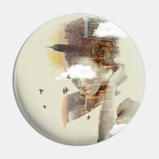 New York City Rising 2- Double Exposure Pin