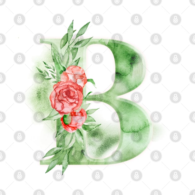 Floral Watercolor Monogram - B by MysticMagpie