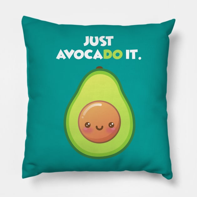 Just Avocado It Funny Food Pun Cute Kawaii Avocado for Vegan Pillow by Irene Koh Studio