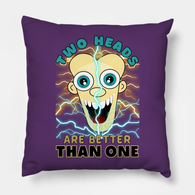 Two Heads Are Better Than One Twin Head Happy Funny Face Cartoon Emoji Pillow by AllFunnyFaces