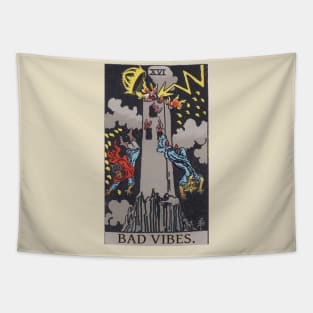 Tarot - The Tower - BAD VIBES Tapestry