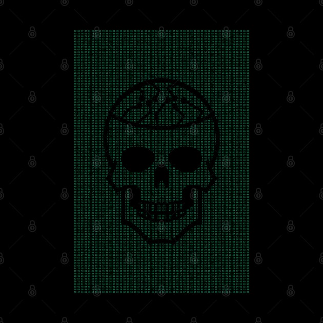 Cool Hacker Design Green Hexdump with Carved Out Skull by geeksta