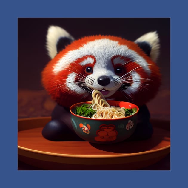 Kawaii Red Panda Eating Ramen by Grassroots Green