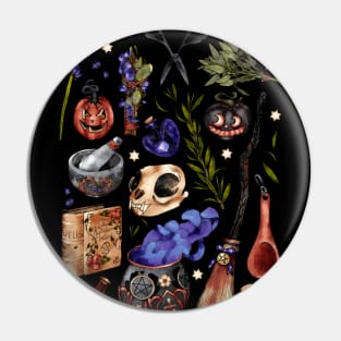 Kitchen Witch Black background Pin