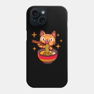 Cute cat eating ramen Phone Case