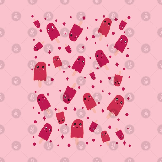 Raspberry sorbet Kawaii Sweet Raspberry Sorbet Time pattern by Day81