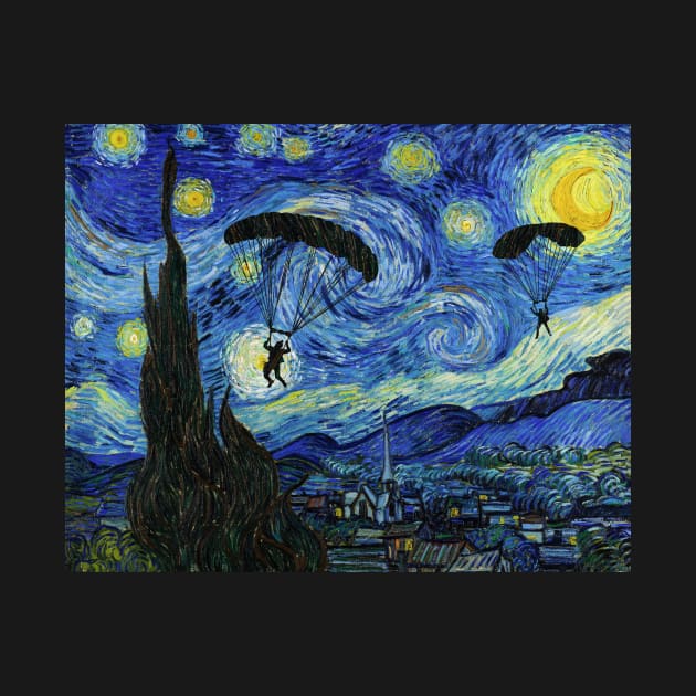 Skydiving Starry Night by sqwear