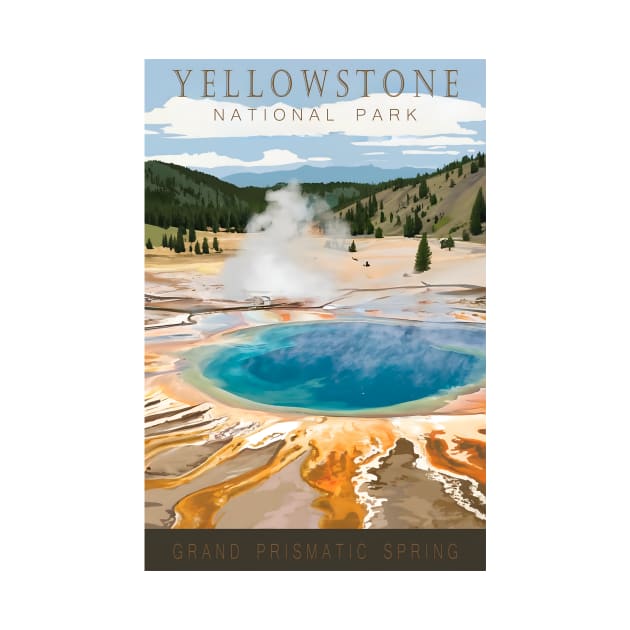 Yellowstone National Park Vintage Poster by GreenMary Design