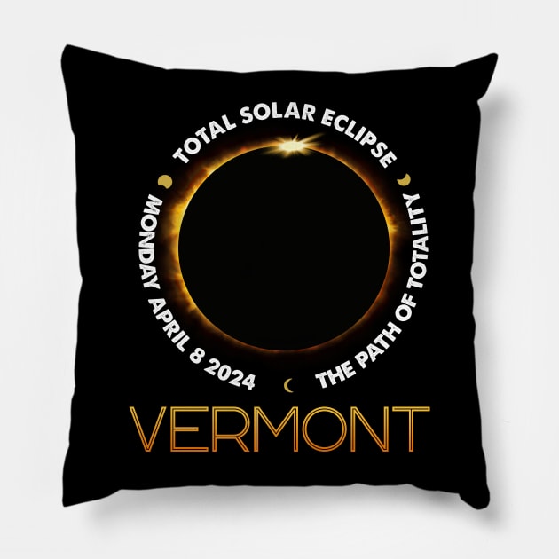 VERMONT Total Solar Eclipse 2024 American Totality April 8 Pillow by Sky full of art