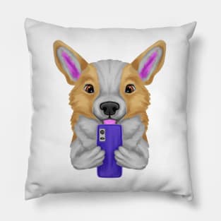 Welsh corgi with smartphone Pillow