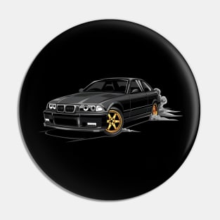 M3 E36 Car Illustration Black Pin