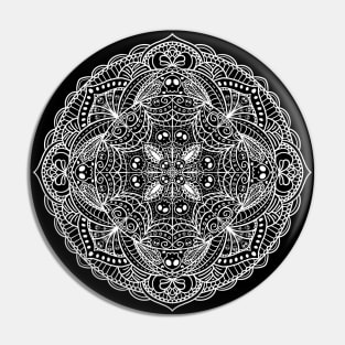 White Skull Mandala Cute and Spoopy Yoga Halloween, Day of the Dead Design Pin