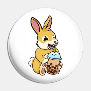 Cute Rabbit Drinking Boba Milktea Pin