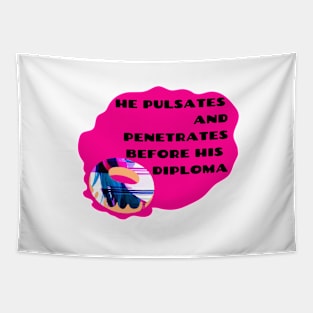 PULSATES Funny Bad Translation Glitch Art Tapestry