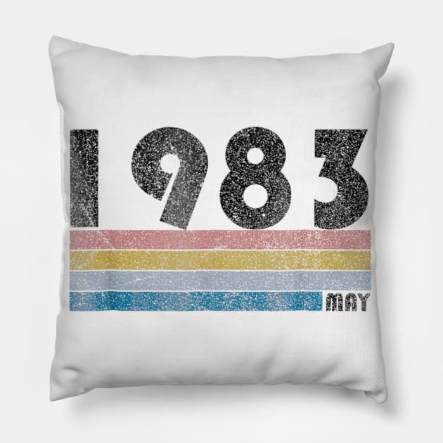 35th Birthday Gift Retro Born in May of 1983 Pillow by bummersempre66