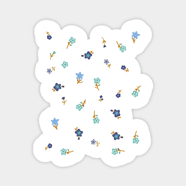 Coquette Aesthetic Ditsy Tiny Blue Flowers Pattern Magnet by panco