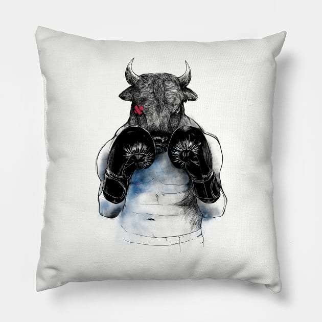 The Eye of the Raging Bull Pillow by Madkobra