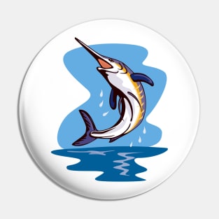 Blue Marlin Fish Jumping Retro Pin