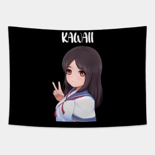 kawaii schoolgirl peace japan Tapestry