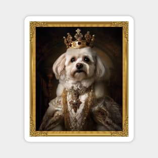 Regal White Havanese - Medieval Cuban Queen (Framed) Magnet