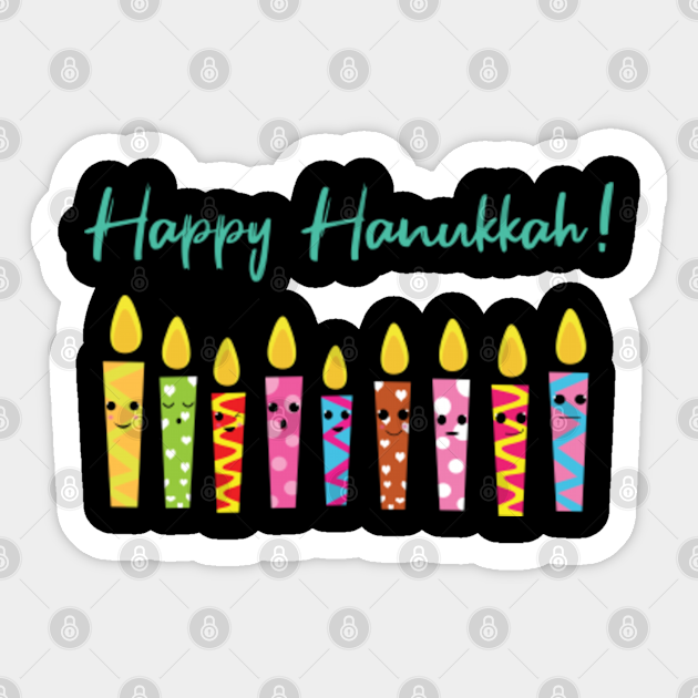 Cute Happy Hanukkah Candles Menorah Jewish - Hanukkah - Sticker