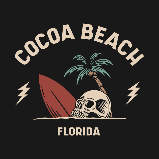 Vintage Surfing Cocoa Beach Florida // Retro Surf Skull by Now Boarding