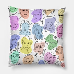 Colorful Women Faces Pillow