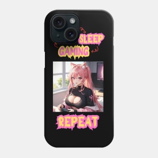 Eat Sleep Gaming Repeat Anime Girl Phone Case