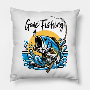 Gone fishing Funny Quote Hilarious Sayings Humor Gift Pillow