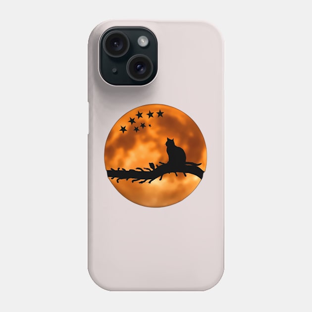 Silueta de gato sentado en una rama Phone Case by WilsonQR