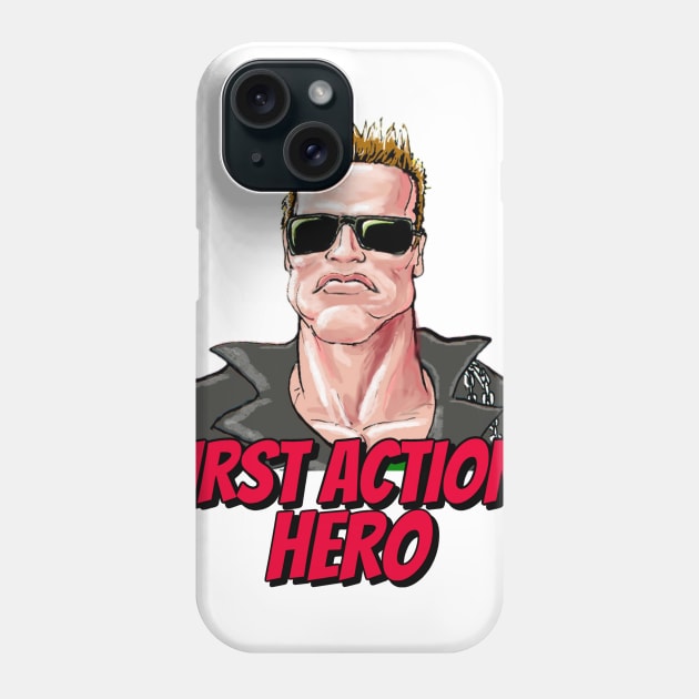 Arnold Schwarzenegger parody T-shirt Phone Case by Marcos Movies 