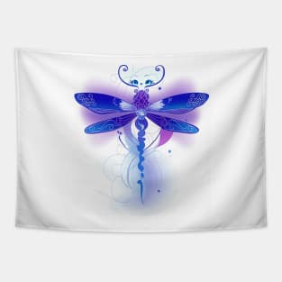 Funny Blue and purple dragonfly, A Dragonfly Salutes A Queen Tapestry