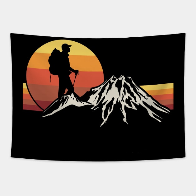 Hiking Hiker Vintage Tapestry by KAWAIITEE