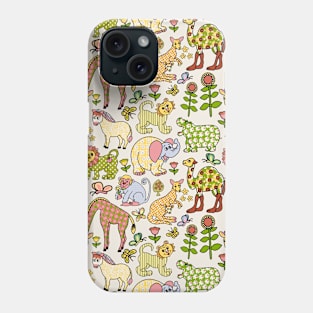 Zoo Animals in 70s Colors Phone Case